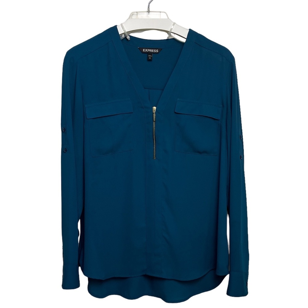 Express Women's Blue V-Neck Top